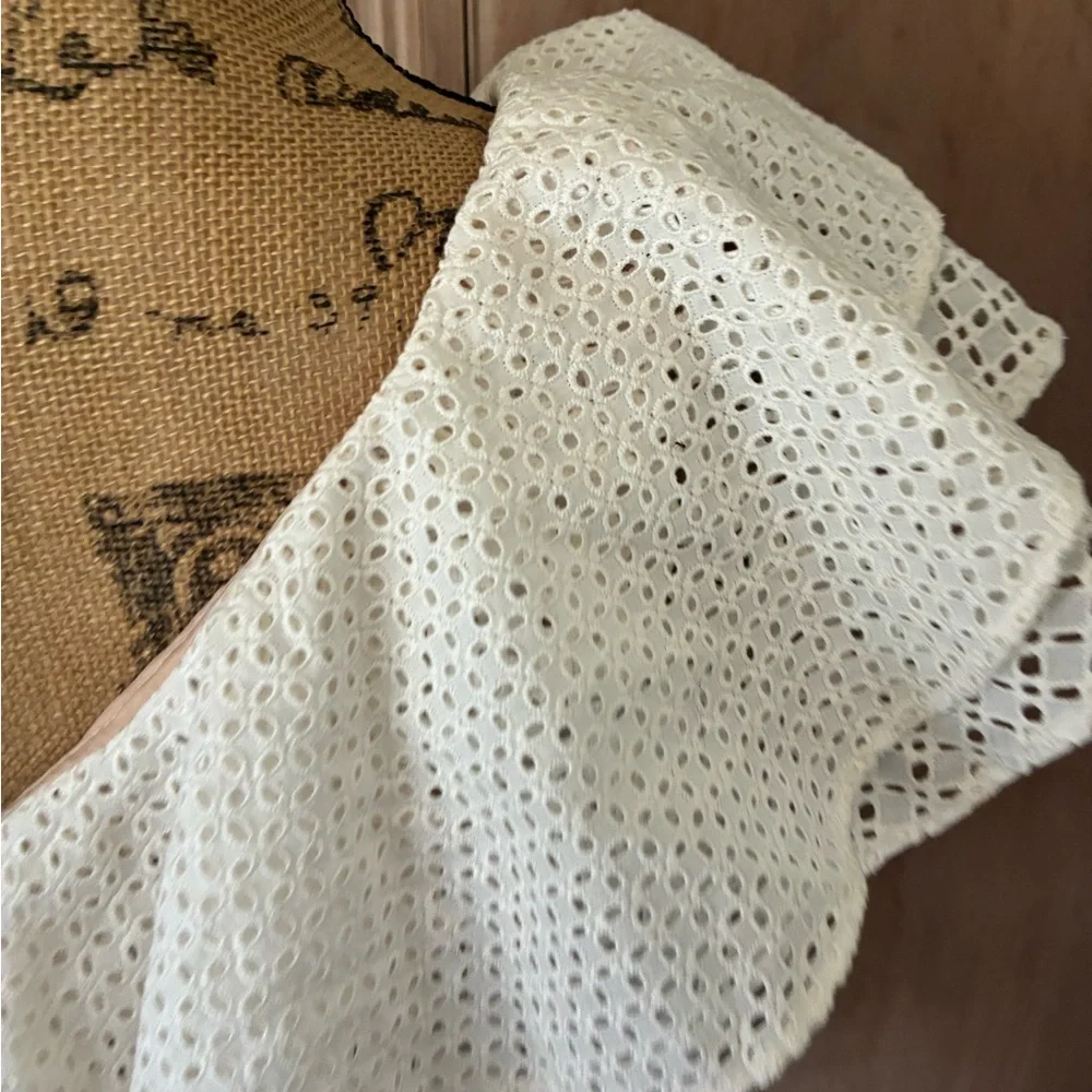 J. Crew Women’s Ruffle One Shoulder Eyelet Lace Top White 4